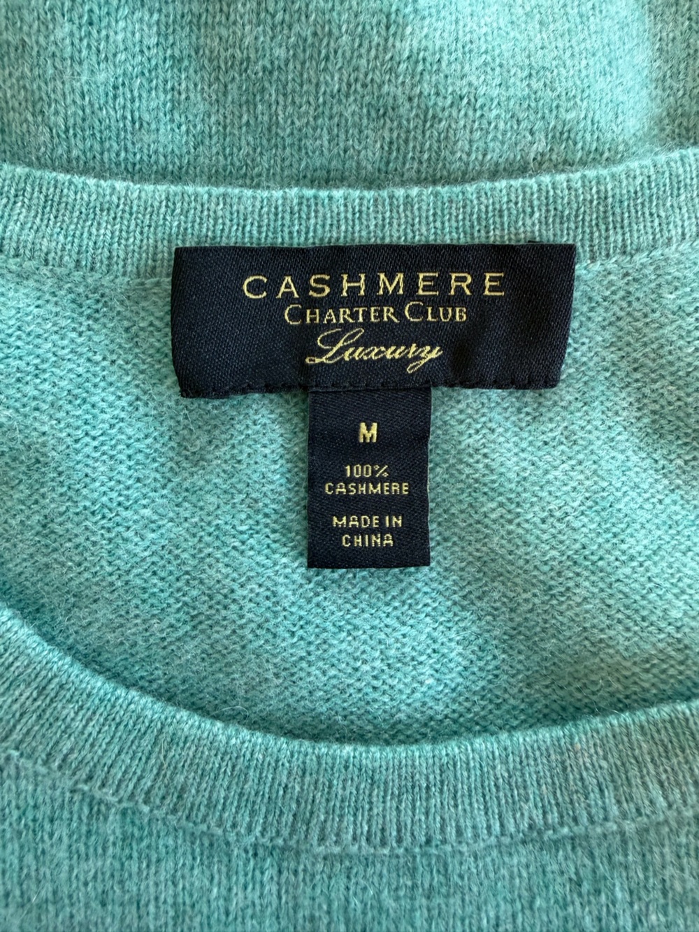 Charter Club Cashmere Sweater aqua crew neck size M - Picture 2 of 6